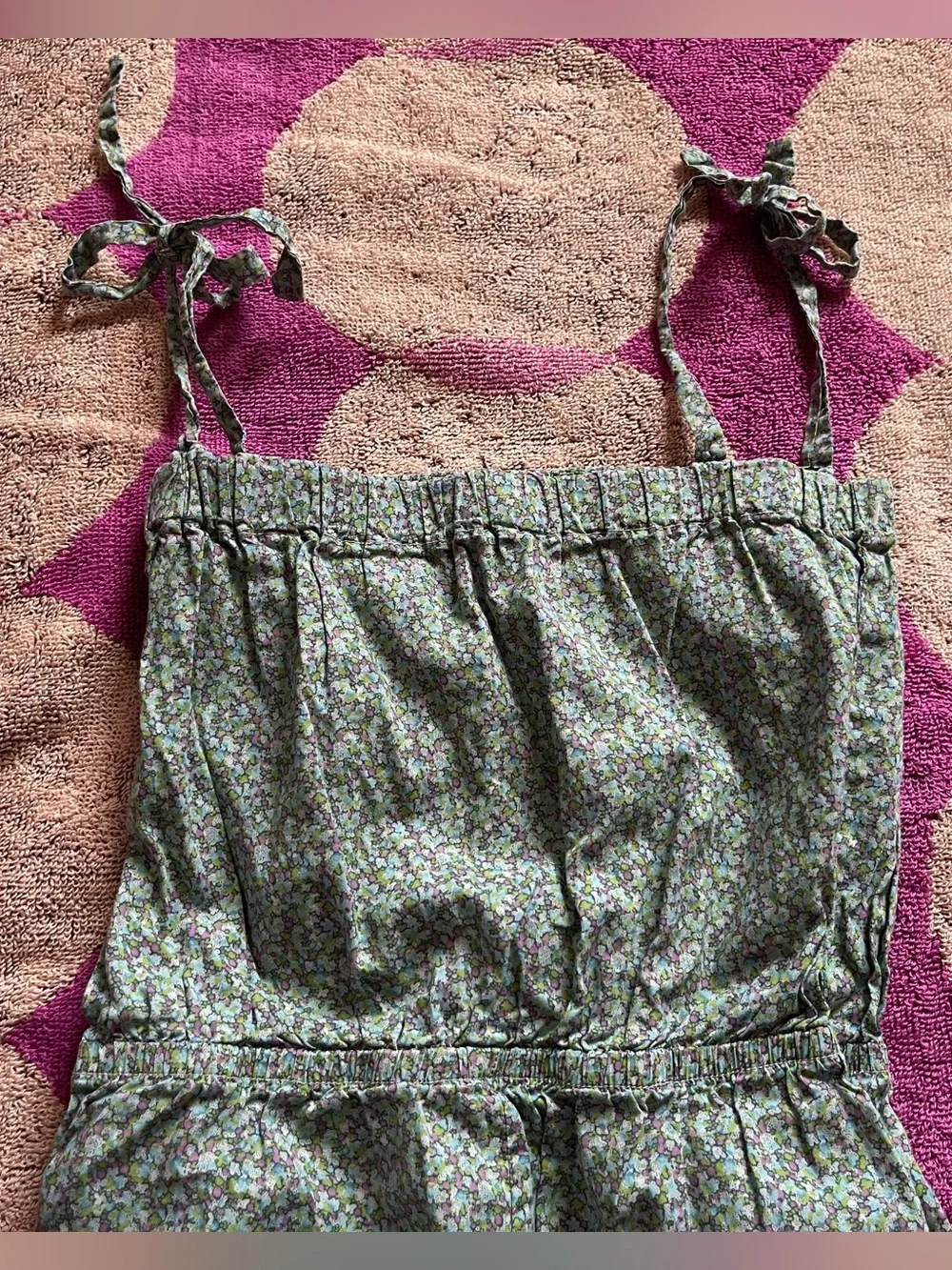 L’Enfant Lune Girls Cottagecore Pleated Leg Jumpsuit sz 5